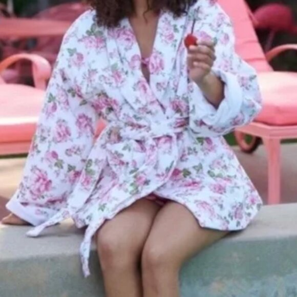 LoveShackFancy Other - Loveshackfancy Peony Garden Robe cotton pink floral BLUSHING ROSE S/M